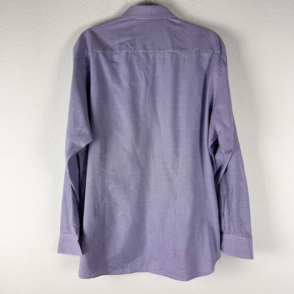 Ted Baker Endurance Shirt Mens 17 34/35 Purple Print Button Up Purple Flip Cuff - Picture 9 of 11